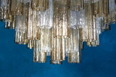 Pair of Smoke and Clear Murano Glass Tronchi Chandelier or Ceiling Light