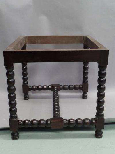 Pair of Sober Modern Neoclassical Carved Wood Stacked Ball Benches Stools