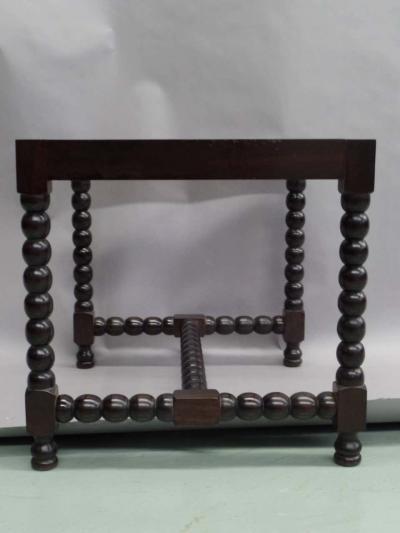 Pair of Sober Modern Neoclassical Carved Wood Stacked Ball Benches Stools