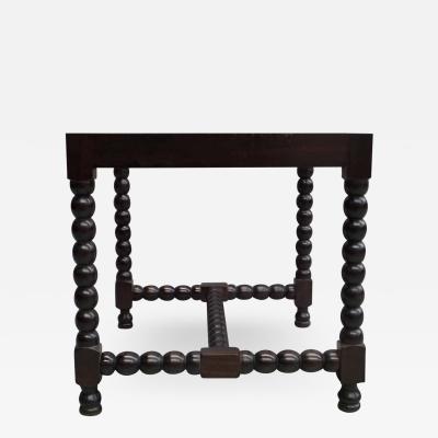 Pair of Sober Modern Neoclassical Carved Wood Stacked Ball Benches Stools