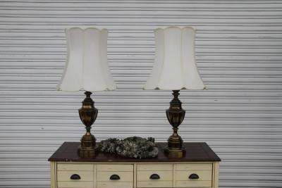 Pair of Solid Brass 12 Sided Trophy Urn Lamp