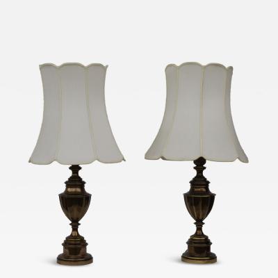 Pair of Solid Brass 12 Sided Trophy Urn Lamp