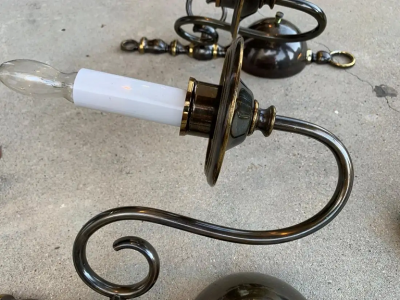 Pair of Solid Brass Sconces by Feldman Lighting circa 1970