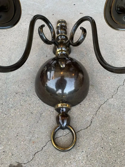 Pair of Solid Brass Sconces by Feldman Lighting circa 1970