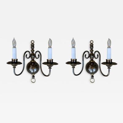 Pair of Solid Brass Sconces by Feldman Lighting circa 1970