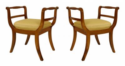 Pair of South German Biedermeier Walnut Benches