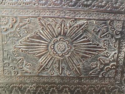 Pair of Spanish Baroque Embossed Leather Side Chairs