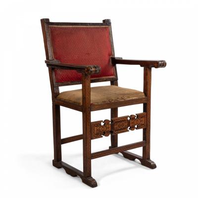 Pair of Spanish Colonial Walnut Arm Chairs