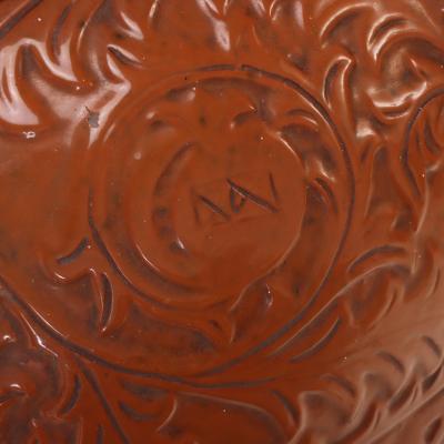 Pair of Spanish Earthenware Pots on Wrought Iron Bases C 1940