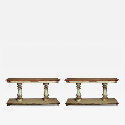 Pair of Spanish Painted Wood Consoles