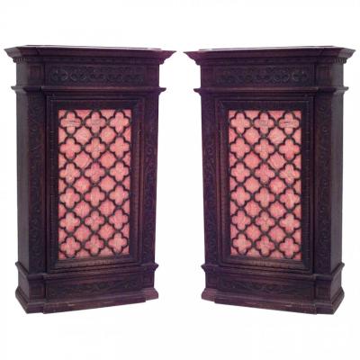 Pair of Spanish Renaissance Style Mahogany Cabinets