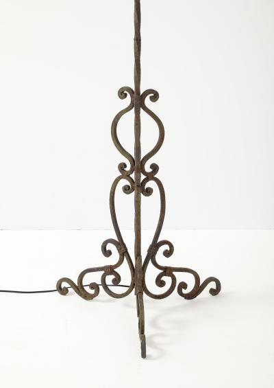 Pair of Spanish Revival Iron Twisted Floor Torchieres 