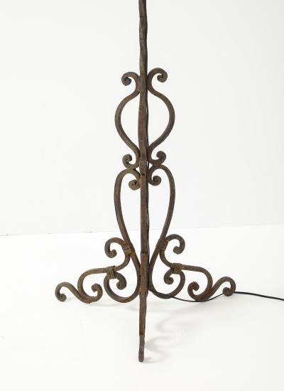 Pair of Spanish Revival Iron Twisted Floor Torchieres 