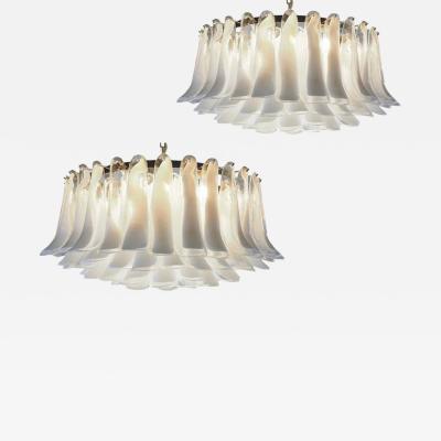 Pair of Spectacular Modern Murano Glass Petal Chandelier or Flush Mount