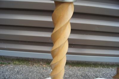 Pair of Spun Aluminum and Oak Ashtray Stands Attributed to Russel Wright