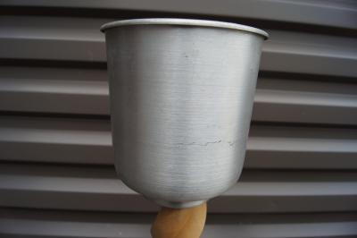 Pair of Spun Aluminum and Oak Ashtray Stands Attributed to Russel Wright