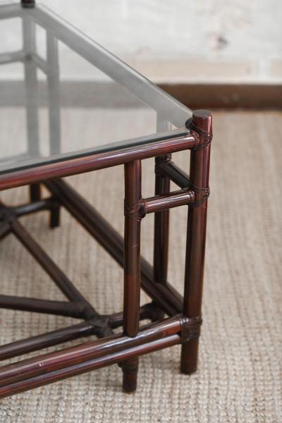 Pair of Square Dark Wicker Coffee Tables from the Attila Series by Gasparucci