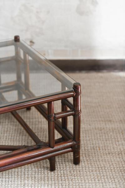Pair of Square Dark Wicker Coffee Tables from the Attila Series by Gasparucci