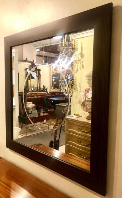 Pair of Square Maccasar Faux Art Deco Style Wall Console Mirror