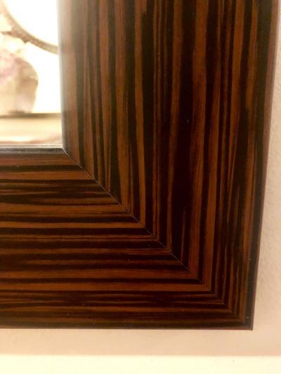 Pair of Square Maccasar Faux Art Deco Style Wall Console Mirror