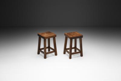 Pair of Square Mid Century Modern Stools Europe 1950s