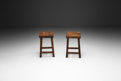 Pair of Square Mid Century Modern Stools Europe 1950s