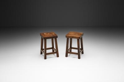 Pair of Square Mid Century Modern Stools Europe 1950s