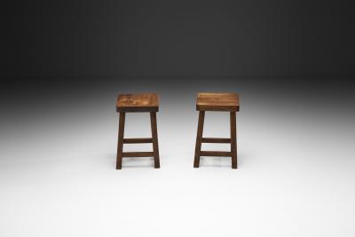 Pair of Square Mid Century Modern Stools Europe 1950s