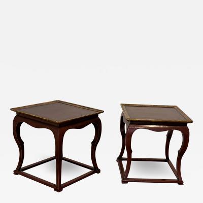 Pair of Square Red Chinese Low Tables