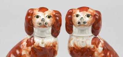 Pair of Staffordshire King Charles Spaniels