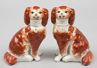 Pair of Staffordshire King Charles Spaniels