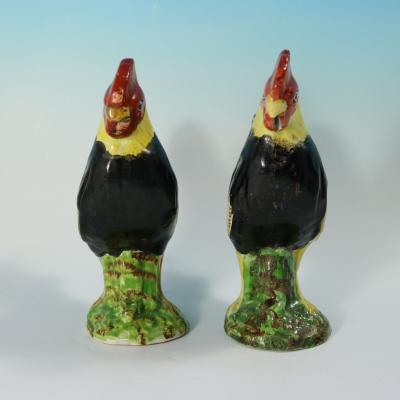 Pair of Staffordshire Pearlware Figures of Cockerels