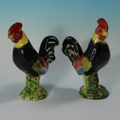 Pair of Staffordshire Pearlware Figures of Cockerels