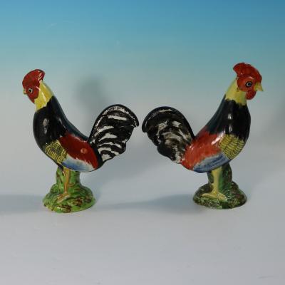 Pair of Staffordshire Pearlware Figures of Cockerels