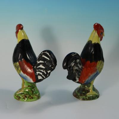 Pair of Staffordshire Pearlware Figures of Cockerels