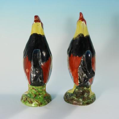 Pair of Staffordshire Pearlware Figures of Cockerels