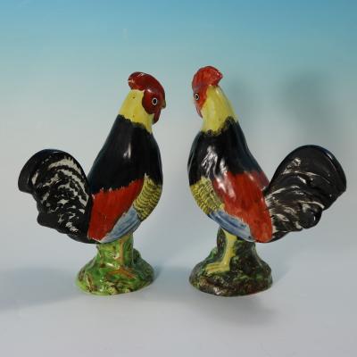 Pair of Staffordshire Pearlware Figures of Cockerels