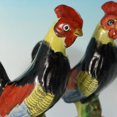 Pair of Staffordshire Pearlware Figures of Cockerels