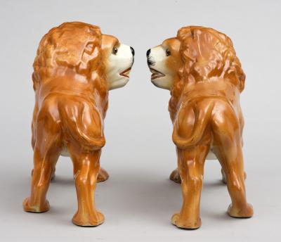Pair of Staffordshire Standing Lions Circa 1880