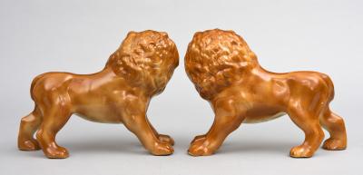 Pair of Staffordshire Standing Lions Circa 1880