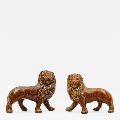 Pair of Staffordshire Treacle Lions