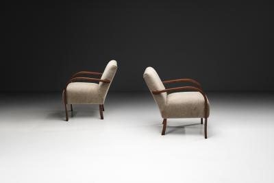 Pair of Stained Beech Armchairs Denmark ca 1930s