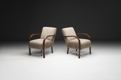 Pair of Stained Beech Armchairs Denmark ca 1930s