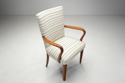 Pair of Stained Oak Armchairs Europe ca 1940s