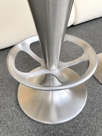Pair of Stainless Steel Metal Cone Bar Stools Italy 1990s