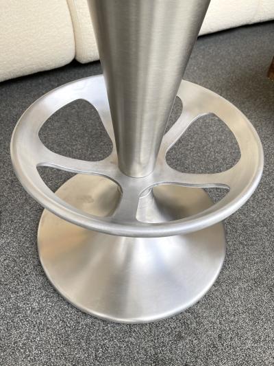 Pair of Stainless Steel Metal Cone Bar Stools Italy 1990s