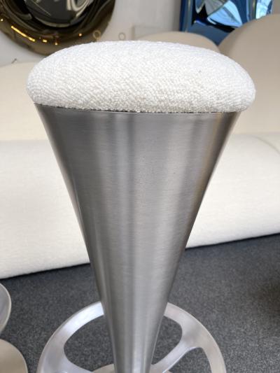 Pair of Stainless Steel Metal Cone Bar Stools Italy 1990s
