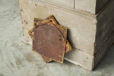 Pair of Star Shaped Wall Mirrors in Faded Velvet Late 19th Century