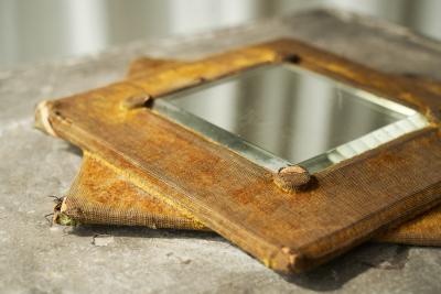 Pair of Star Shaped Wall Mirrors in Faded Velvet Late 19th Century