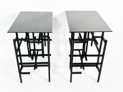 Pair of Steel Glass End or Console Table